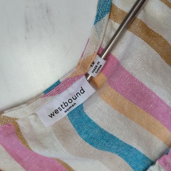 Westbound Multi Colored Vertical Linen Blend Midi Dress Size 1X - Picture 8 of 14